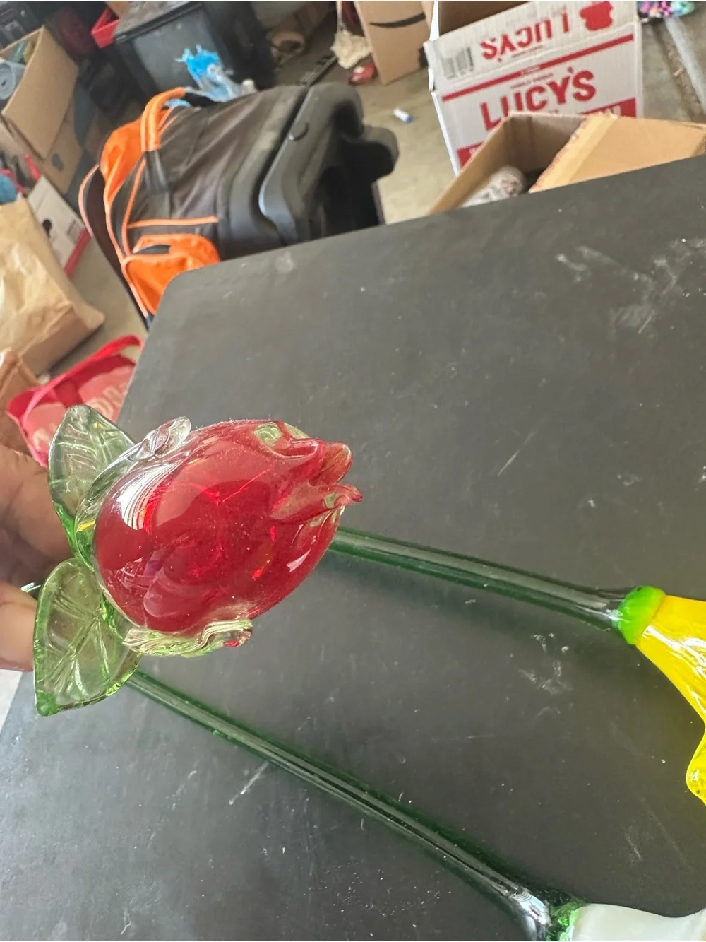 Handblown Glass Flower Stems - Yellow, Red, White